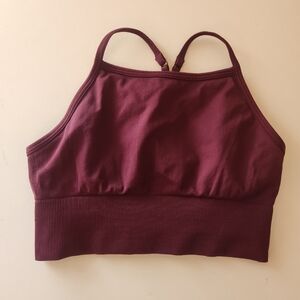 Lululemon High Neck Sports Bra Maroon Size 6 Cross Straps.